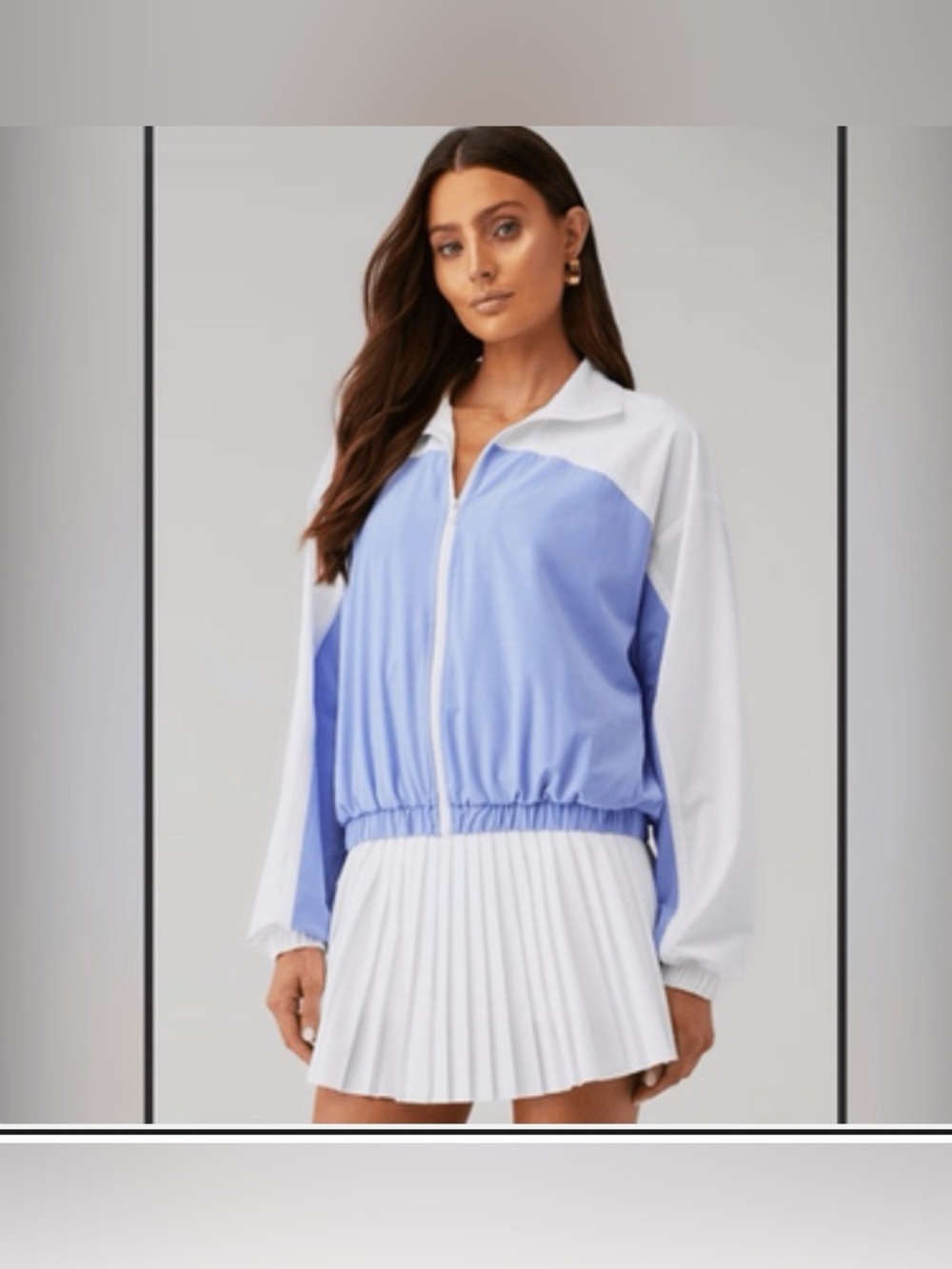 Beyond Yoga Go Retro Colorblock Jacket in Periwinkle Cloud & True White